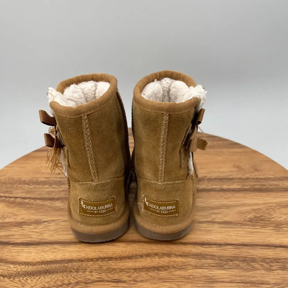 Koolaburra by UGG Victoria Short Boots Youth Girl's Size 9 Chestnut Brown